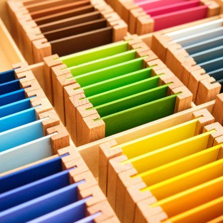 The purpose of the Montessori Color Box is to develop a child's visual sense of colour.